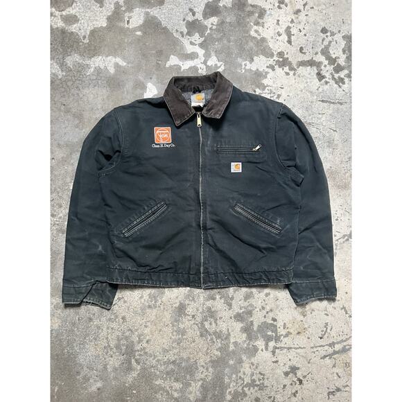 Carhartt Detroit‎ Work Jacket VTG Blanket Lined Chore Coat blk Black FEIN Faded - Picture 2 of 9